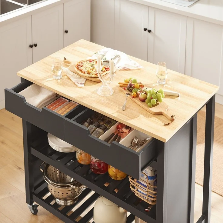 SoBuy FKW74-SCH Kücheninsel, MDF, Lackiert, Schwarz, 98 x 94 x 58 cm – Bild 7