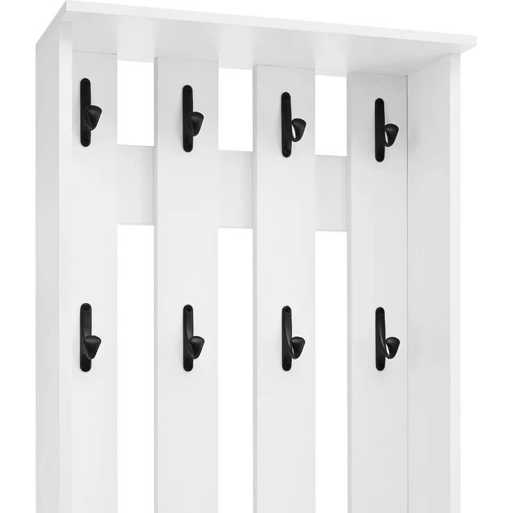 Schuhschrank mit Sitzfläche und Stauraum, multifunktionaler Schrank, Kleiderschrank Garderobenschrank Dielenschrank mit Türen und schwarzem Griff – Bild 10