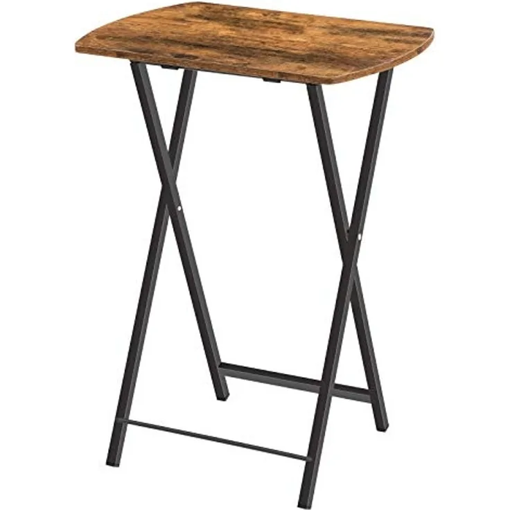 HOOBRO Beistelltisch Klappbar, Kleiner Sofatisch, Tablett Tisch, Kaffeetisch TV Tray im Industriestil, Serviertisch Snack Tisch für kleinen Raum, einfach montierbar, stabiles, Dunkelbraun EBF17BZ01