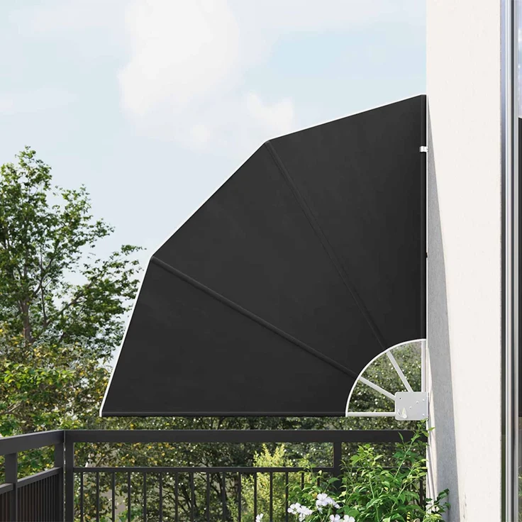 vidaXL Balkon Sichtschutz 115 x 115 cm Polyester Schwarz 42000908 – Bild 1