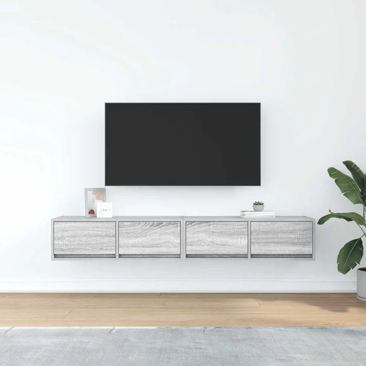 2 pcs TV-Schrank, Lowboard Grau Sonoma 80x31x25,5 cm Holzwerkstoff – Bild 3