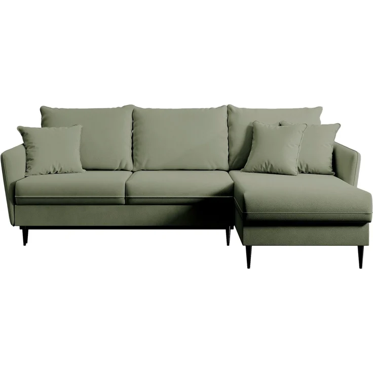 Selsey 'Volio ' Ecksofa mit Schlaffunktion, Samt wasserabweisend, Universal, Füße Schwarz, Salbeigrün – Bild 6