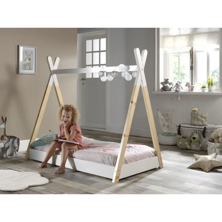 JAXX Tipi-Bett, Massivholz Kiefer natur / weiß, 70x140 cm – Bild 2