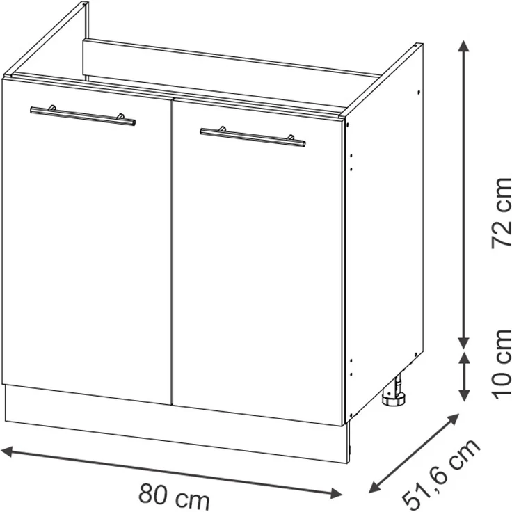 Spülenunterschrank Fame-Line Dunkelblau Hochglanz 80 cm , AP Eiche Vicco – Bild 3