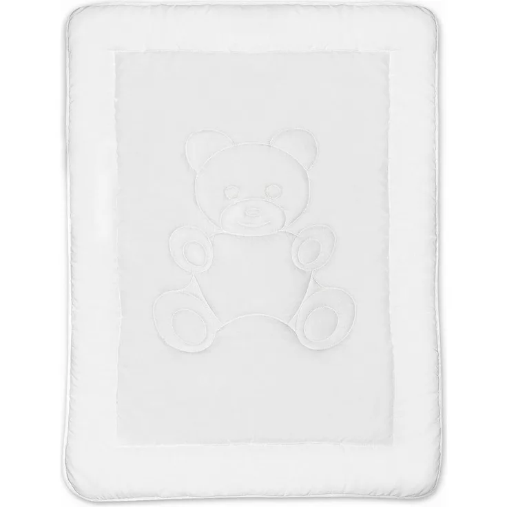 KiGATEX Babybettdecke 100x135 cm – Ganzjahresdecke mit Bärchensteppung, Füllung: 100% Polyester, weich, bei 95°C waschbar, haut- und allergikerfreundlich