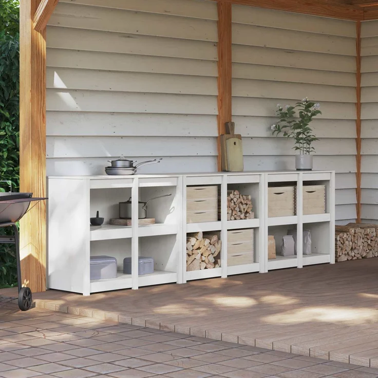 vidaXL Außenküchenschrank MEPPEL 3 stk. Weiß 318 x 55 x 92 cm 3443813 – Bild 1