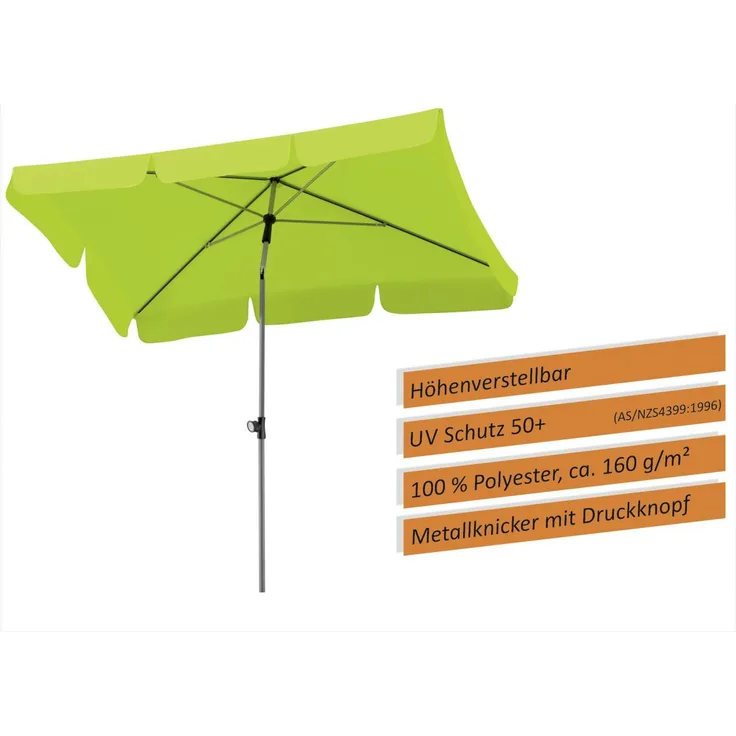 Schneider Schirme 'Locarno' Sonnenschirm, Stahl / Polyester apfelgrün, 180 x 120 cm