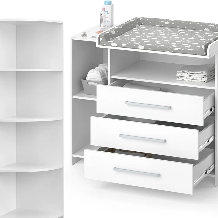 Kinderzimmer-Set Oskar Weiß 2 Teile, mit Wickelkommode und Spielzeugregal Vicco – Bild 6