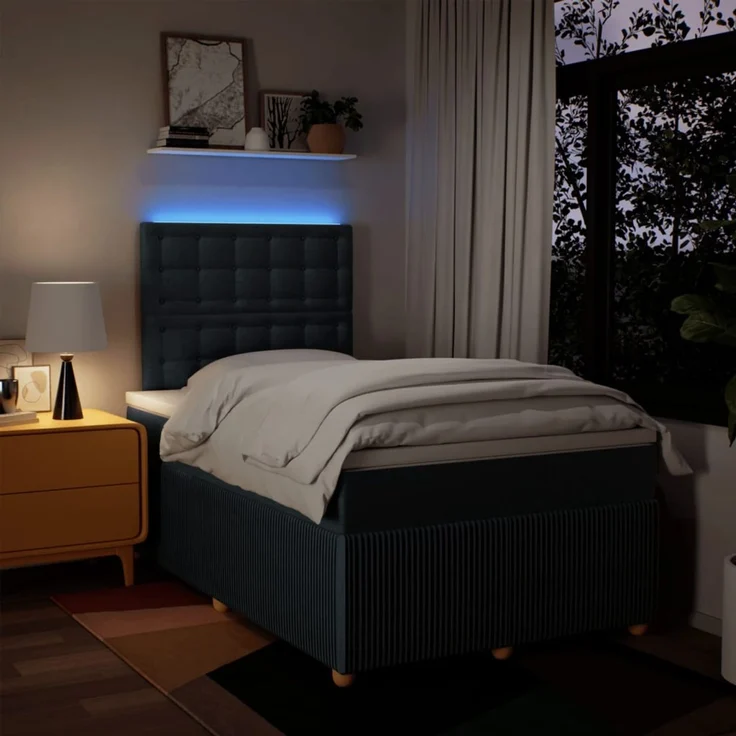 vidaXL Boxspringbett mit Matratze Blau 120x200 cm Stoff 3294343 – Bild 4