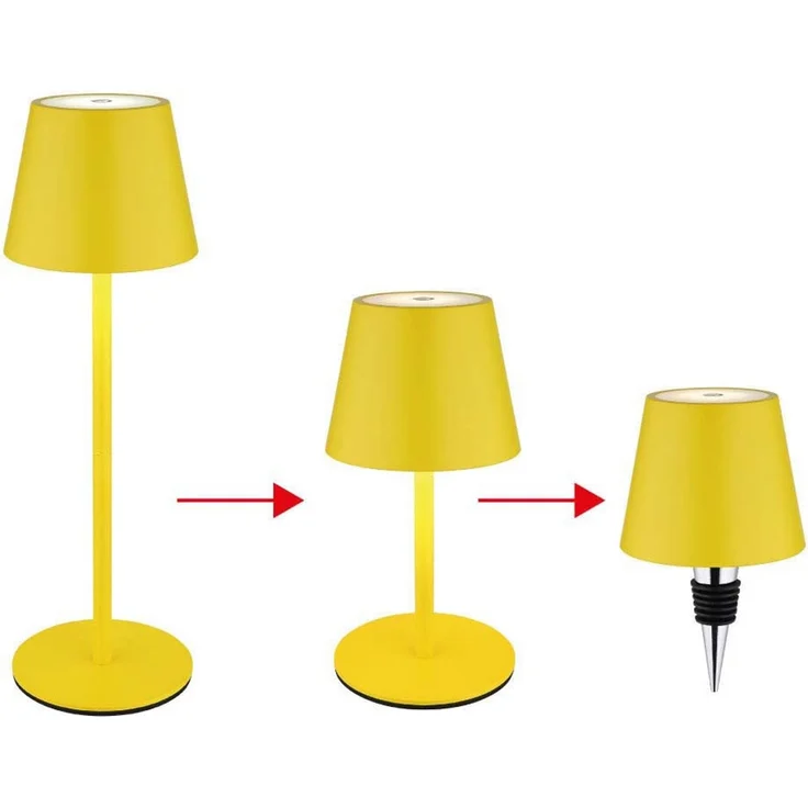 LED Tischlampe, gelb, Akku, CCT, Touchdimmer, Flaschenaufsatz – Bild 1