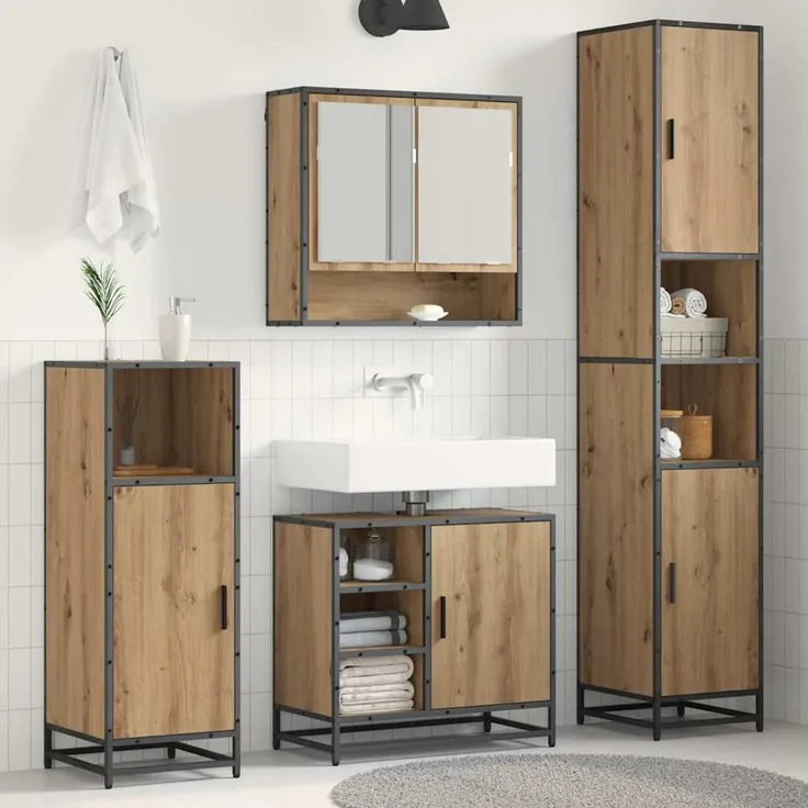 vidaXL Badezimmermöbel-Set 3 stk. Artisan-Eiche 35 x 37,5 x 188,5 cm 3402439