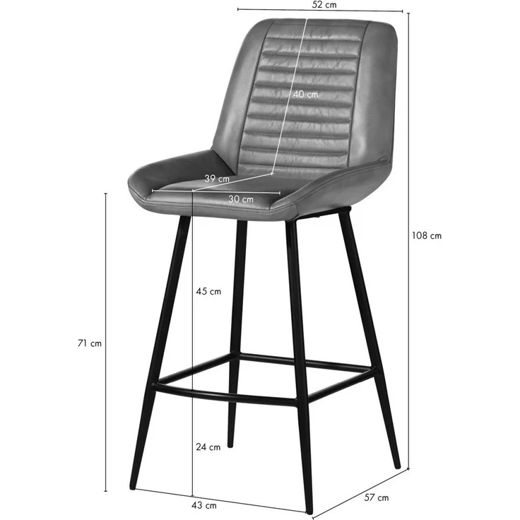 Barstuhl Echtleder 52x57x108 blau IRON LABEL #515 – Bild 8