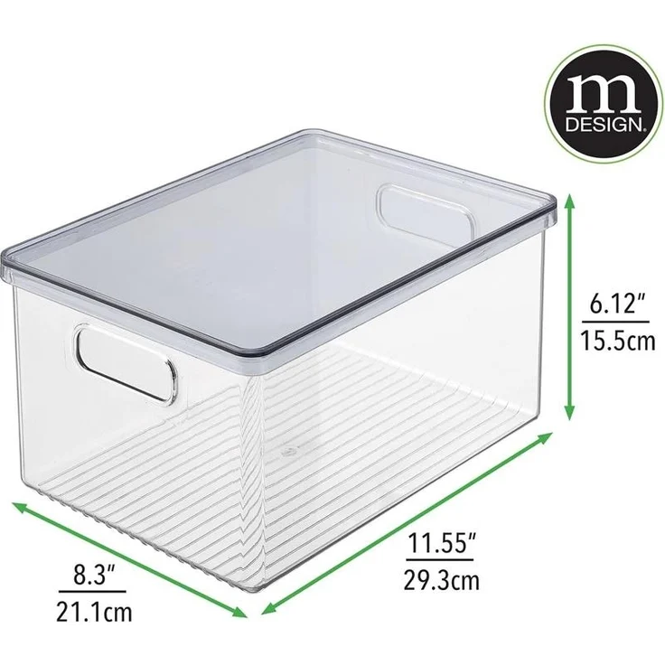 Aufbewahrungsbox + Deckel Organizer mDesign stapelbar 4er Set rauch/transparent – Bild 3