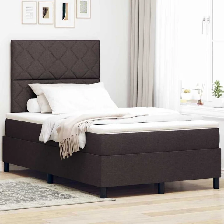 vidaXL Boxspringbett mit Kopfteil Dunkelbraun 120 x 190 cm Stoff 3342931 – Bild 1