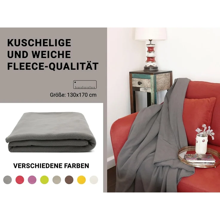 ZOLLNER Kuscheldecke, 130x170 cm, taupe (grau) – Bild 4
