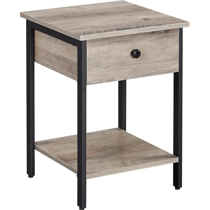 Hansiro Nachttisch Beistelltisch 40 x 40 x 55 cm Greige-Schwarz
