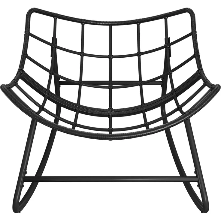 STEELSØN 'Veldora' Schaukelstuhl, schwarzes Polyrattan, Kissen anthrazit, ergonomischer Relaxsessel, bis 125kg, XXL Schaukelsessel 75×100×65 cm – Bild 14