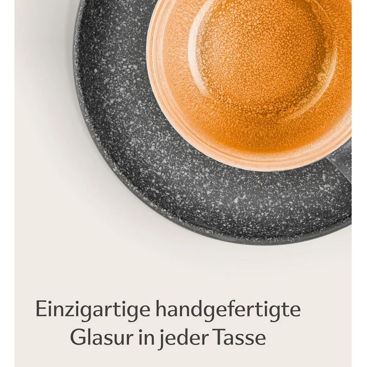 Cosumy Cappuccinotasse Espressotassen mit Untertassen 4er Set - 90 ml Keramik gelb, 8-tlg, Keramik, Warm – Bild 2
