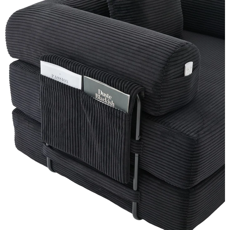 ZUBALIYA Ecksofa 94x67 cm, mit Ablageflächen, mit Cordbezug, mit breiten Armlehnen, modular aufgebaut, mit Schaumstoffpolsterung – Bild 22