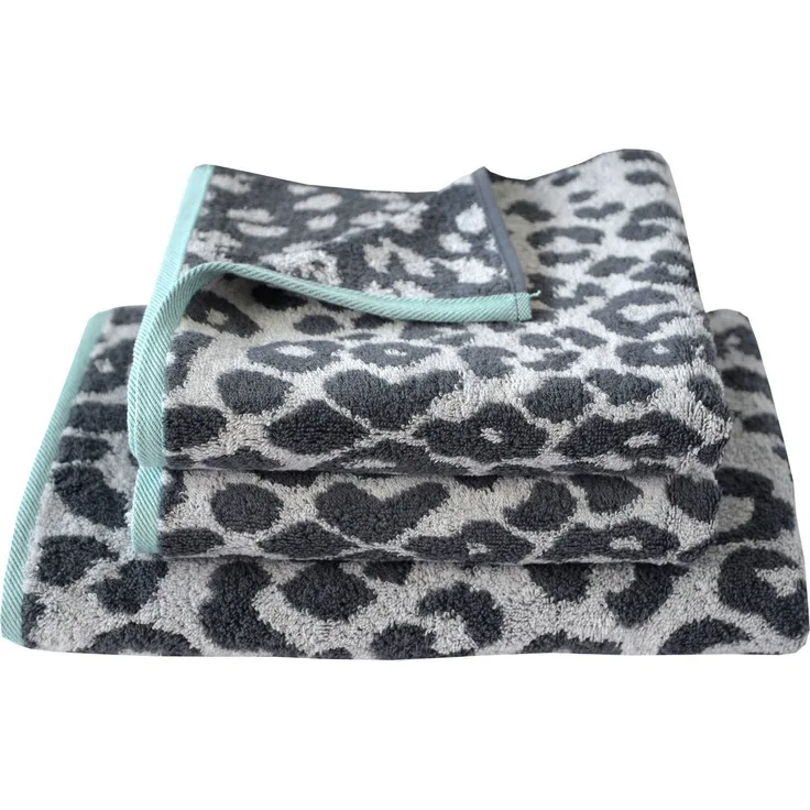 Dyckhoff Handtuch Set Cool Mint Leo, Walkfrottier (Set, 3-St), mit Leoparden-Muster, Duschtuch, Handtücher