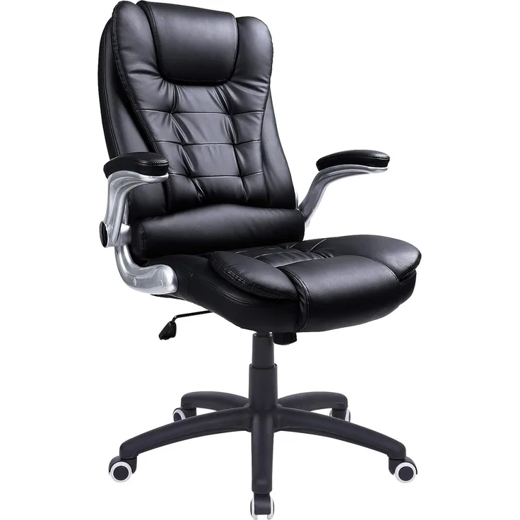 Songmics Racing Stuhl Bürostuhl Gaming Stuhl Chefsessel Drehstuhl PU, schwarz, OBG51B