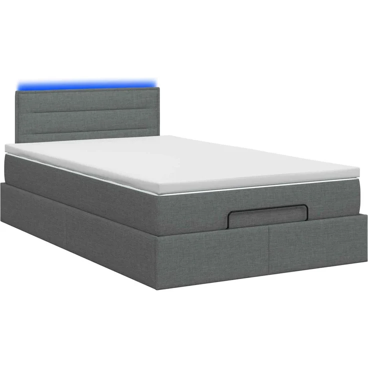 vidaXL Ottoman-Bett mit Matratze und LED Dunkelgrau 120 x 200 cm Stoff 3456816 – Bild 9
