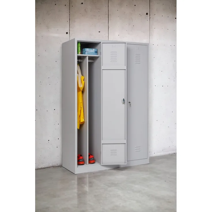 Garderobenschrank 3-türig grau