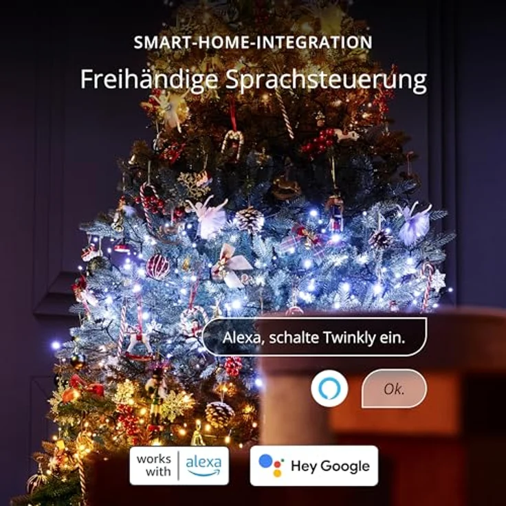 Twinkly Strings 400 LED Weiß, LED-Lichterkette für Draußen und Drinnen, LED-Lichter von Warm bis Kalt, Kompatibel mit Alexa und Google Home, IP44, Weihnachtsdeko, App-Steuerung, Schwarzes Kabel, 32m – Bild 7
