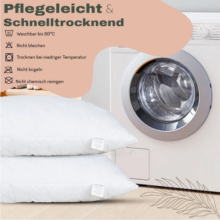 livessa Kopfkissen Microfaserkissen - Kissen - Schlafkissen - Seitenschläferkissen, Füllung: Hohlfaser, Bezug: Mikrofaser, Seitenschläfer, Rückenschläfe, OEKO-TEX, Kapitone-Steppung & formstabile Hohlfaserfüllung – Bild 4