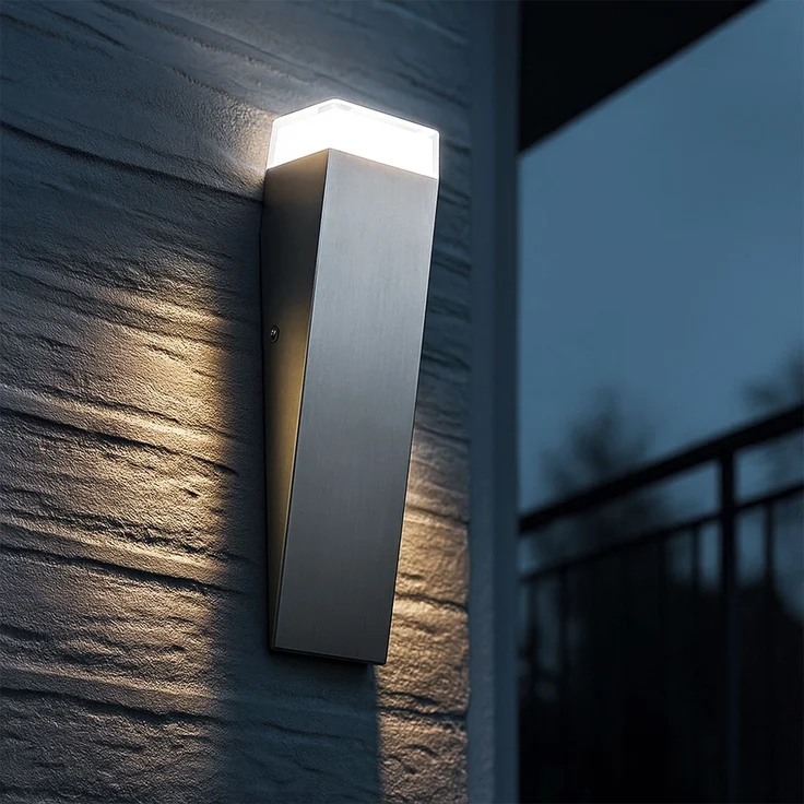 LED Wandleuchte, IP44, Edelstahl, silber, TABO – Bild 1