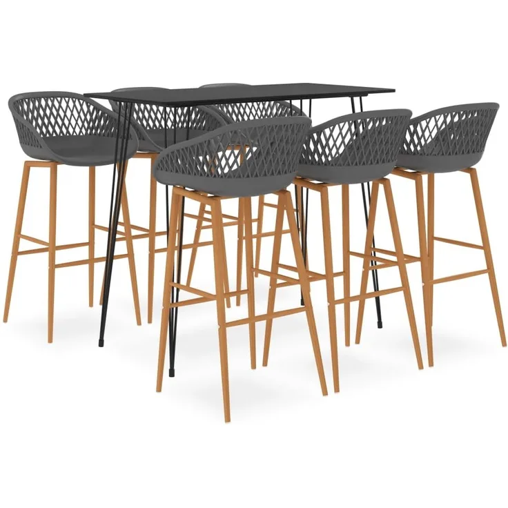 vidaXL 7-tlg. Bar-Set Schwarz und Grau 3057394