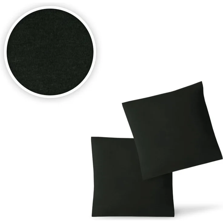 Jersey Kissenbezug, 2er Set, Schwarz, 40x40 cm – Bild 2
