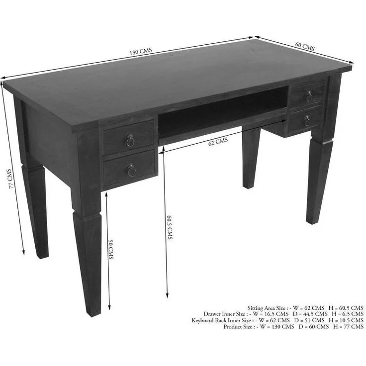 Schreibtisch Akazie 130x60x77 nougat lackiert OXFORD #506 – Bild 2