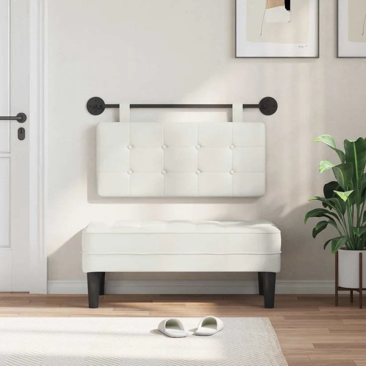 vidaXL Hängendes Kopfteil Weiß Kunstleder 5 x 100 x 55 cm (Art-Nr 42031884) – Bild 3