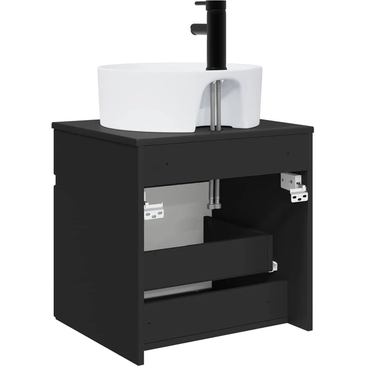 vidaXL Wandmontierter Waschbeckenunterschrank Schwarz 890593 – Bild 4