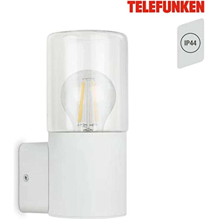 TELEFUNKEN Außenlampe IP44, Wandleuchte E27 max. 12W, matt Weiß, 195x85x110 mm, 320506TF – Bild 2