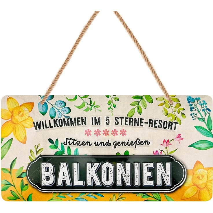 LANOLU Blechschild Balkonien 5 Sterne - 16x32cm – Metall – Mehrfarbig – 16107 – Bild 1