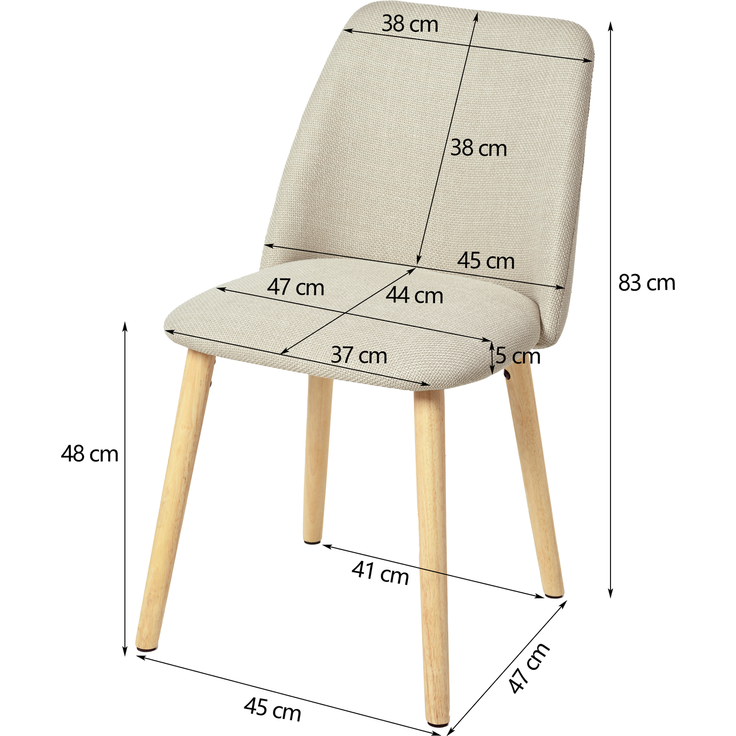 GOEURVANT 421 Esszimmerstühle 4er-Set, Webstoff - Beige Stoff – Bild 9