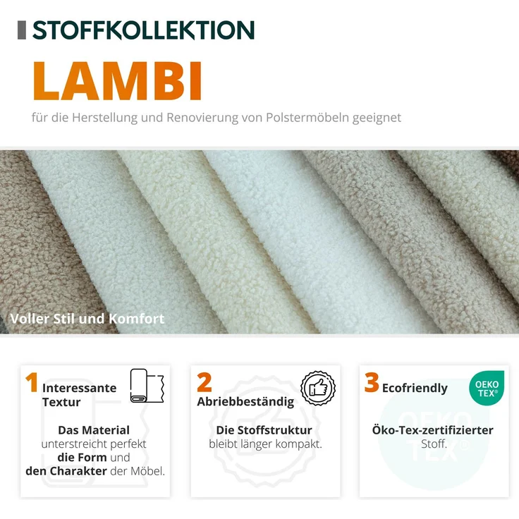 Boxspringbett Gazel Boucle (Farbe: Lambi 03, Größe: 180x200) – Bild 8