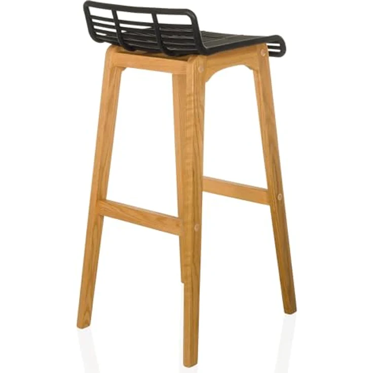 Hjh Office Barhocker Lonso W, Massivholz mit Gitteroptik Sitzfläche, Japandi-Stil – Bild 7