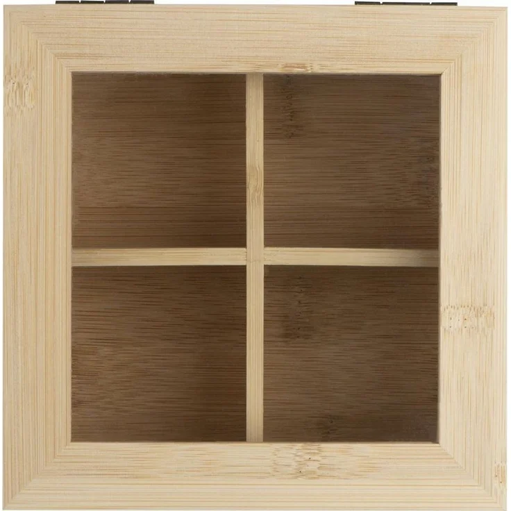 Macma Teebox Teeaufbewahrungsbox aus Bambus mit Glasdeckel für 40 Teebeutel – Bild 3