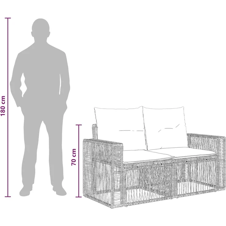 vidaXL Gartensofa-set 6 stk. 6-Sitzer Schwarz und Cremeweiß 3435220 – Bild 4