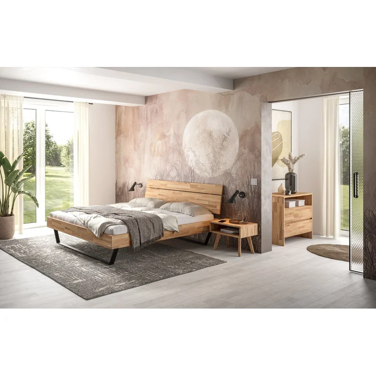 Hasena Massivholzbett Romeo Kernbuche mit Metallkufen 200x210 cm, Fußhöhe 20 cm – Trento – Bild 2