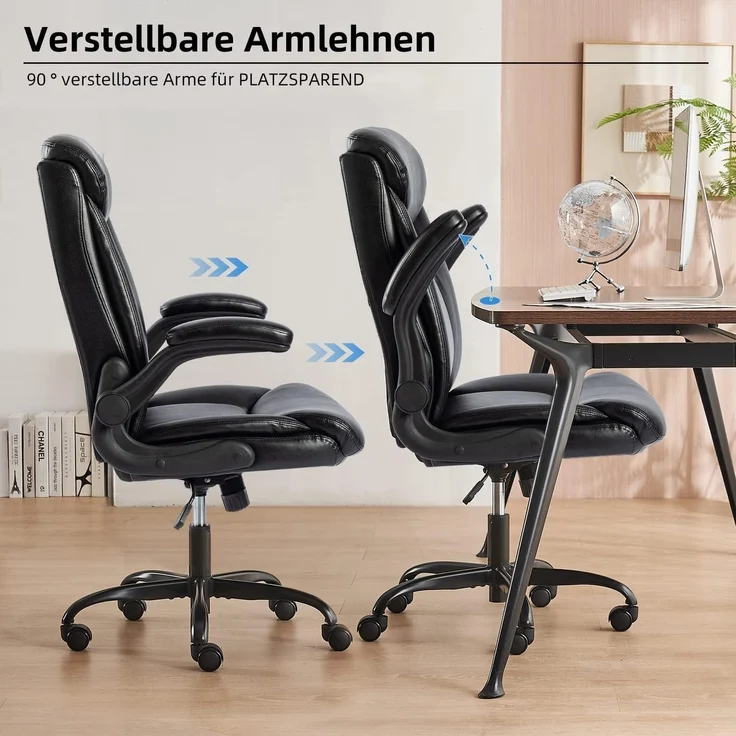 Bürostuhl Ergonomischer Schreibtischstuhl PU Leder Drehstuhl höhenverstellbar – Bild 6