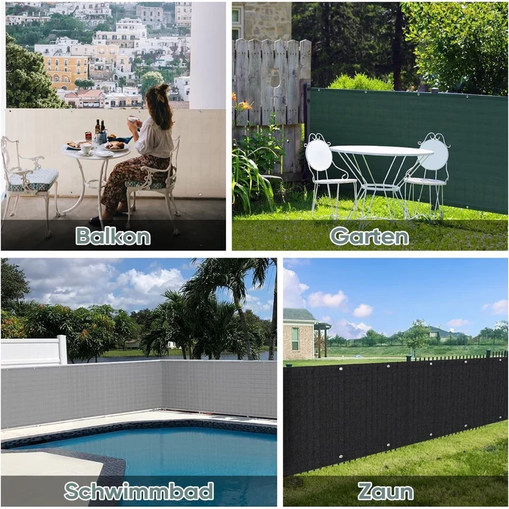Sekey Balkon Sichtschutz Balkonabdeckung HDPE 220 g/m² Leicht Transparent Wind- und UV-Schutz Wetterfest, 120x600cm, Taupe – Bild 2