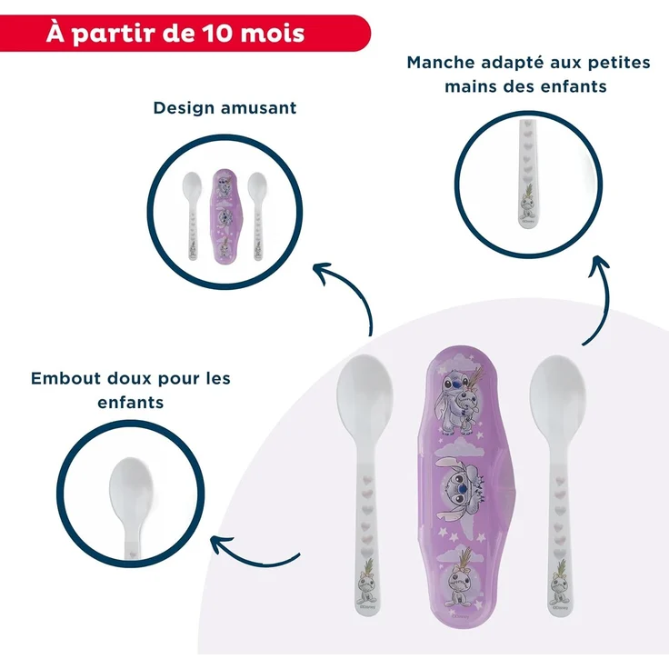 Disney Stitch Kinderlöffel Set 2-teilig – Reisebesteck mit Etui für Kleinkinder – Bild 3