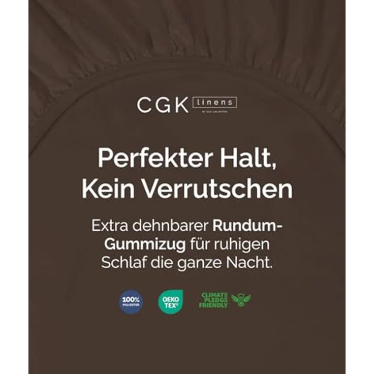 Spannbettlaken 140x200 cm Braun - 40cm (16") Tiefe Tasche - Premium Mikrofaser Spannbetttuch - Weich, Knitter- und Bügelfrei - Atmungsaktiv, Hypoallergen und Oeko-TEX Standard 100 Zertifiziert – Bild 2
