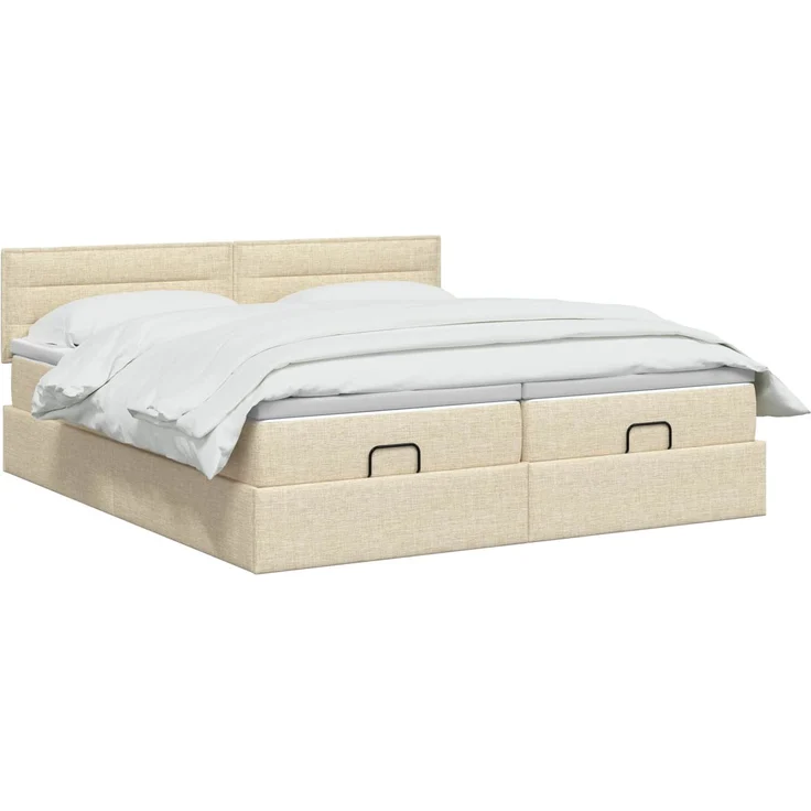 vidaXL Ottoman-Bett mit Matratze und LED Creme 180 x 200 cm Stoff 3457257 – Bild 3