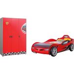 Cilek Pitstop Kinderzimmer 2-teilig mit Autobett Single in Rot Komplettzimmer inkl. Matratze