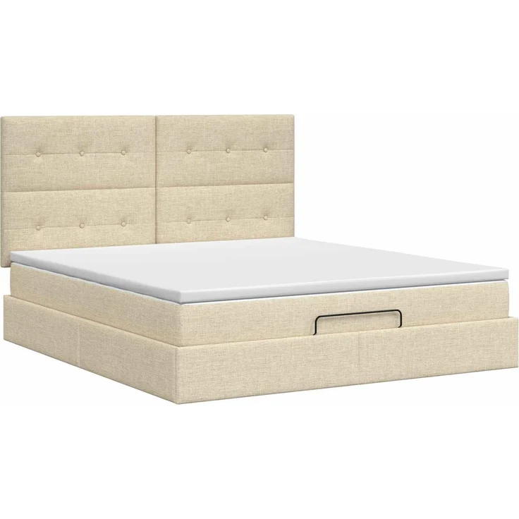 vidaXL Ottoman Bett mit Matratze mit Kopfteil Creme 140 x 190 cm Stoff 3457492 – Bild 8